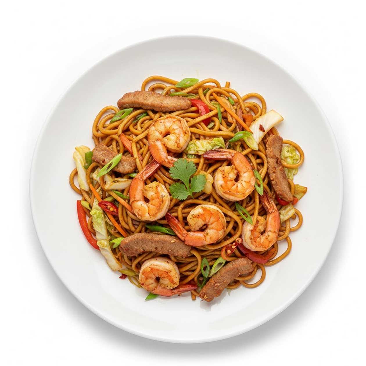 Spicy Pork And Prawn Chow Mein