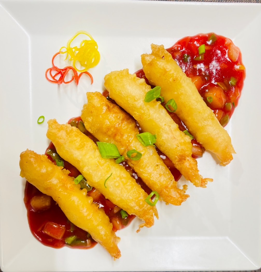 Crispy tempura king prawns